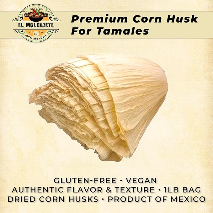 Corn Husks for Tamales 1 lb ??Premium Dried Hojas de Maiz, Natural and Authentic Mexican Husk Wrappers, Fresh and Flavorful by El Molcajete