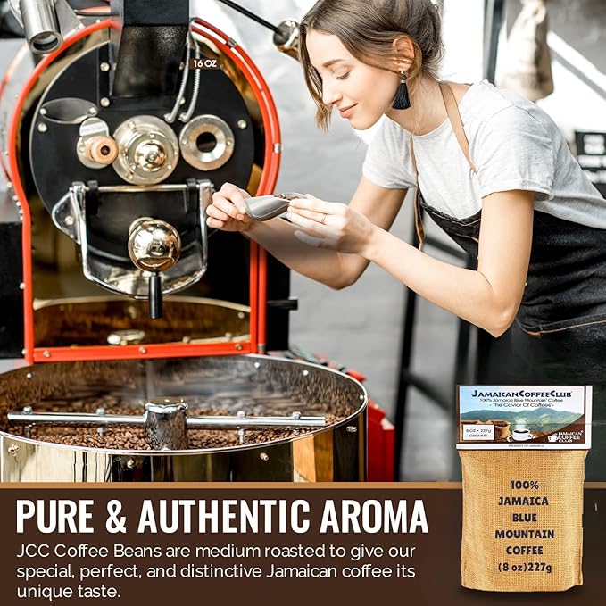 JamaicanCoffeeClub 100% Jamaican Blue Mountain Coffee Ground ??RG 8oz Fresh Roasted Beans, Smooth Bold Flavor, Premium Coffee from Jamaica, Medium Grind ??Rich Taste Gourmet Blend