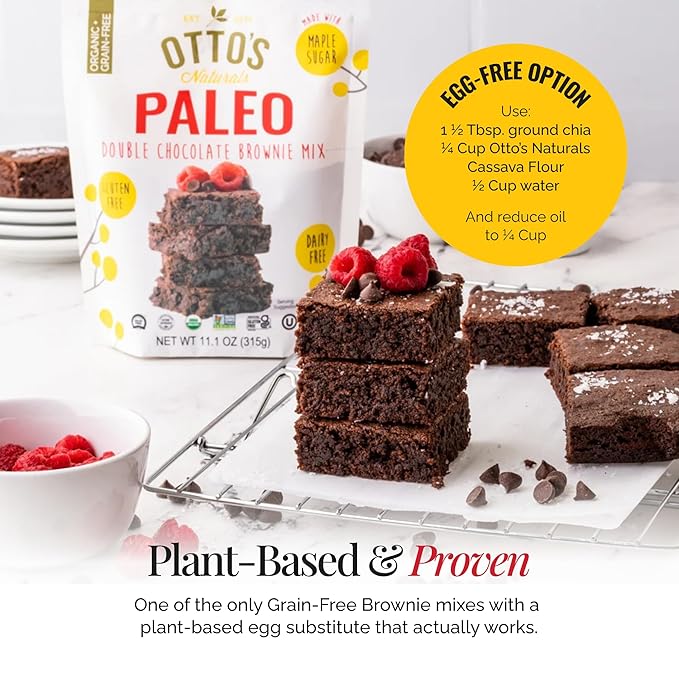 Otto's Naturals Grain-Free Paleo Double Chocolate Brownie Mix 11.1 Oz. 6 Pack, Top 9 Allergen-Free, Organic Cassava Flour, Gluten Free, Non-GMO, Vegan