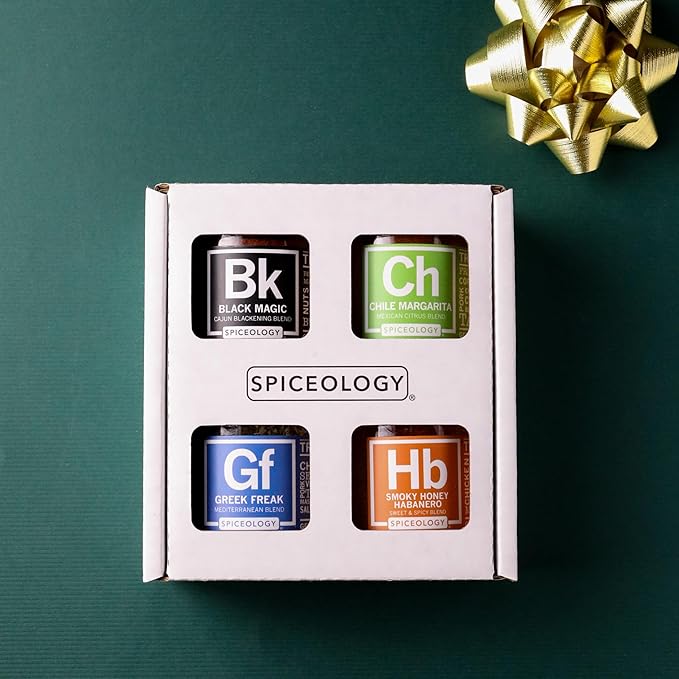 Spiceology - 4-Pack Signature Series - Smoky Honey Habanero, Chile Margarita, Greek Freak, and Black Magic - Grilling Spices - BBQ Rubs Gift Sets - Spices and Seasonings Set