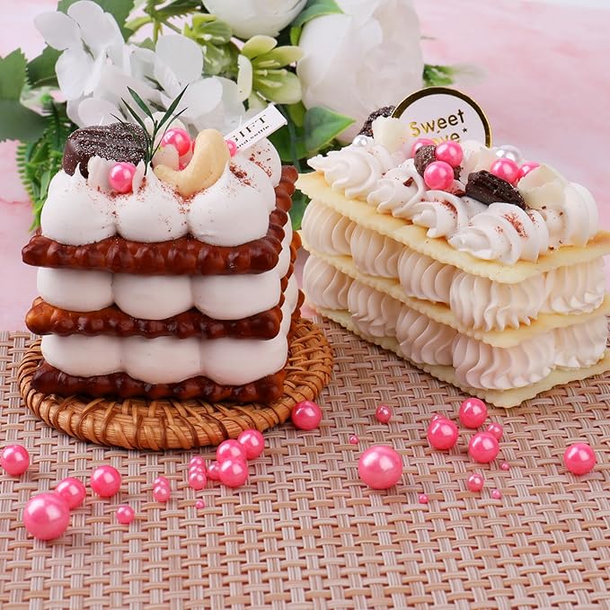 Pink Pearl Sprinkles for Cake Decorating, 11.3 Oz Edible Pearls Sugar 4 Sizes Gift Box Set for Baking Cookie Ice Cream Cupcake Toppings