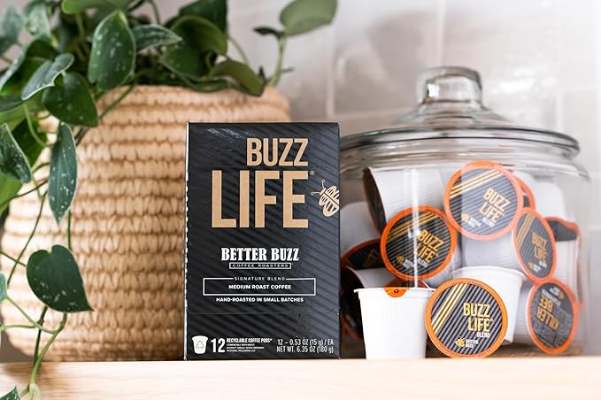 Better Buzz Life Blend (Buzz Life) Single Serve Coffee Pods Medium Roast, 12 Count (Pack of 1), Small Batch Roasted Arabica Coffee Beans, K-Cup Compatible