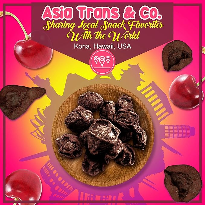 Asia Trans Seedless Li Hing Mui Cherry | Hawaiian Favorite | Naturally Sweet Dried Fruit Candy with Asian Plum Powder