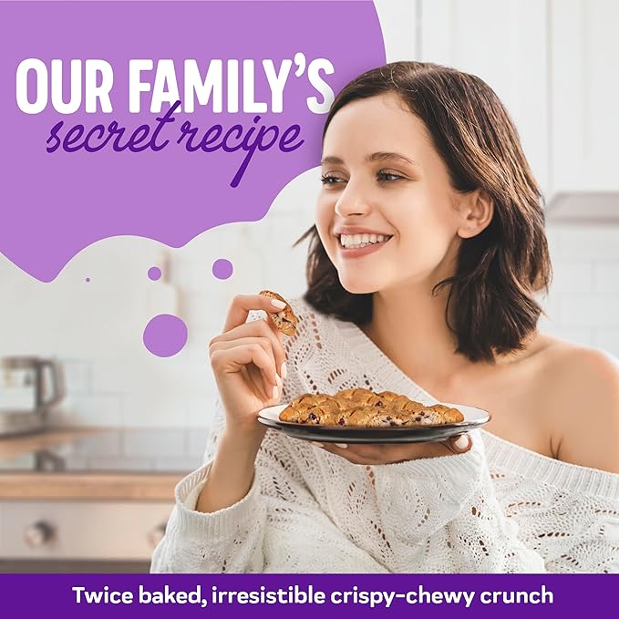 Cooper Street Italian Biscotti Cookies - Twice Baked Biscotti Style Cookie Biscuits in Delicious Blueberry Lemon Flavor | Crispy, Light and Healthy Cookies | Peanut & Dairy Free | 1.25 oz - 24 Pack