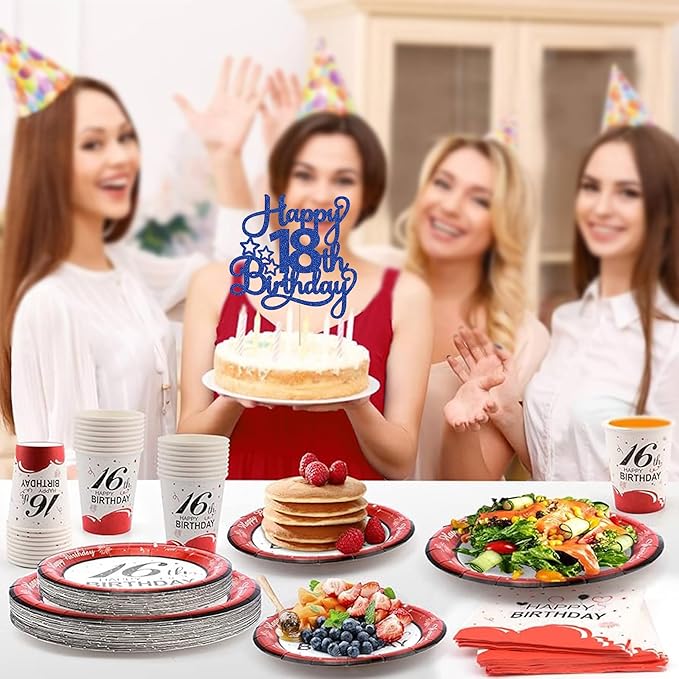 1 Pack Happy 18th Birthday Cake Topper Blue Glitter 18 & Fabulous Cheers to 18 Years Old Birthday Cake Pick for Celebrating 18th Birthday Anniversary Party Cake Decorations Supplies