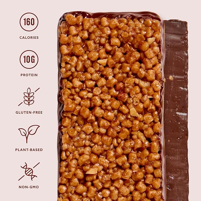 Mezcla Puff Crispy Protein Bars, Gluten Free & Vegan Protein Bars, 10g Protein, Alt for Crispy Rice Treat, Granola Bars & Breakfast Bars, Healthy Snacks for Adults, Hazelnut Chocolate, 12 Pack