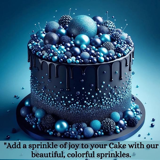 Confect Christmas Sprinkles | Bright Blue | Pearl | Vermcelli | Edible Sprinkle | Frozen Sprinkles for Baking & Cake Decorative | Birthday & Cookie Sprinkle | Vegan, Gluten-Free, Soy-Free, Dairy-Free, Palm Oil-Free- 4.2 Oz