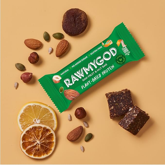 RAWMYGOD Fruit and Nut Bars, Gluten Free, Vegan, No Added Sugar (20 bars, Vitality Pack - 5 Prebiotic, 5 Moringa, 5 Baobab, 5 Daily)