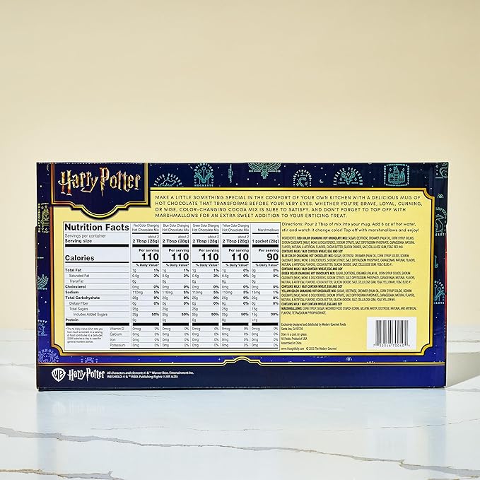HARRY POTTER, Color Changing Hot Chocolate Gift Set, Includes 4 Bottles of Color Changing Hot Cocoa Mix and Marshmallows in Hogwarts Express Train Box