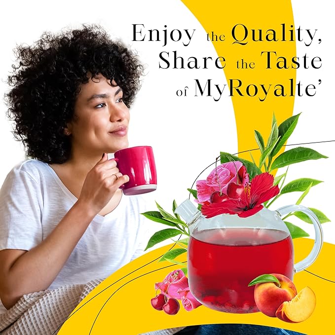 MyRoyalte Rose Petals Herbal Loose Leaf Tea - Earthy Hibiscus Tea Organic Rose Petals Blend with Sweet Floral Notes - Fragrant Aromas of Roses and Cherries Hibiscus Flowers Fruit Tea - High Caffeine