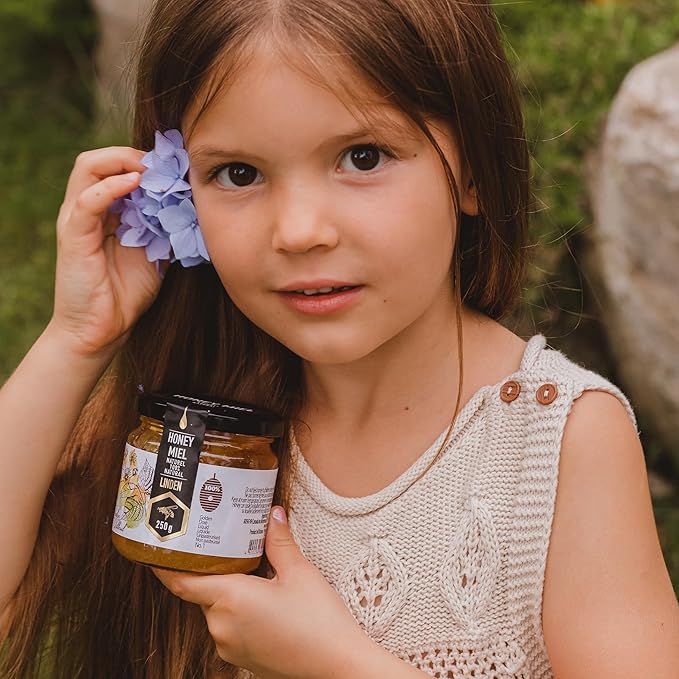 HONIGMA® Raw Linden Honey | Exquisite Taste | 100% Pure | Unpasteurized | Unfiltered | Partially crystallized | 250g/8.8oz