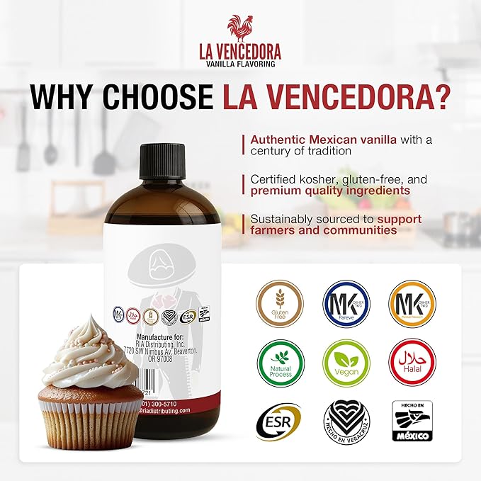 La Vencedora Mexican Vanilla Flavor - 32oz - Pack of 2 - Vegan, Glutten Free, Natural Process