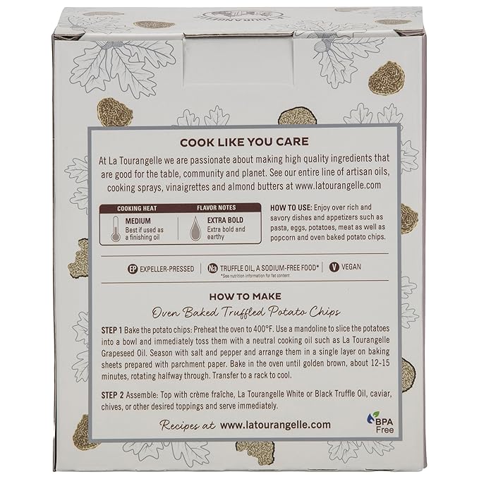 La Tourangelle, White Truffle Oil & Black Truffle Oil Set, Complex Gourmet Earthy Flavor for Drizzling over Pasta, Popcorn, Vegetables, Potatoes, Soup and More, Gift Box, 8.45 Fl Oz Each (Set of 2)