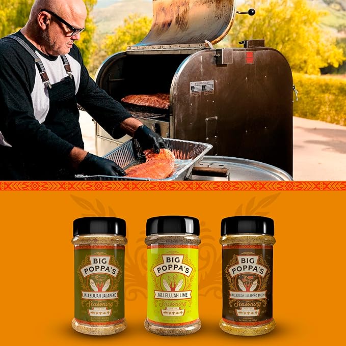 Big Poppa’s Jallelujah Seasoning Set – Gourmet Spice Trio with Jalapeño, Jalapeño Bacon & Lime Rubs – Seasonings for Chicken, Pork & More – Ultimate Grilling, Roasting & Backyard BBQ Bundle (3 Pack)