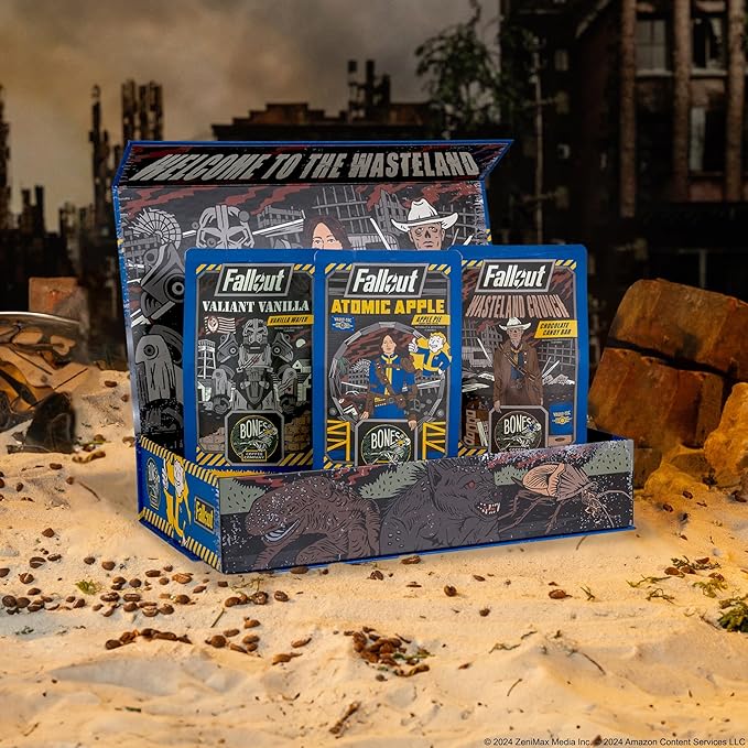 Bones Coffee Company Fallout Collector's Box Flavored Coffee, Low Acid Medium Roast Arabica Beans Coffee Gifts, Fallout Series Inspired, For Auto Drip and French Press,12 oz Pack of 3 Ground