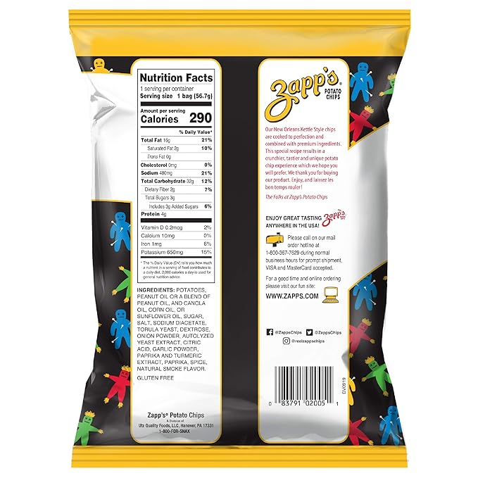 Zappì°??꽓s New Orleans Kettle-Style Potato Chips, Voodoo Flavor ì°????Crunchy Chips with a Spicy Kick, Great for Lunches or Snacking on the Go, 2 Ounce (Pack of 25)