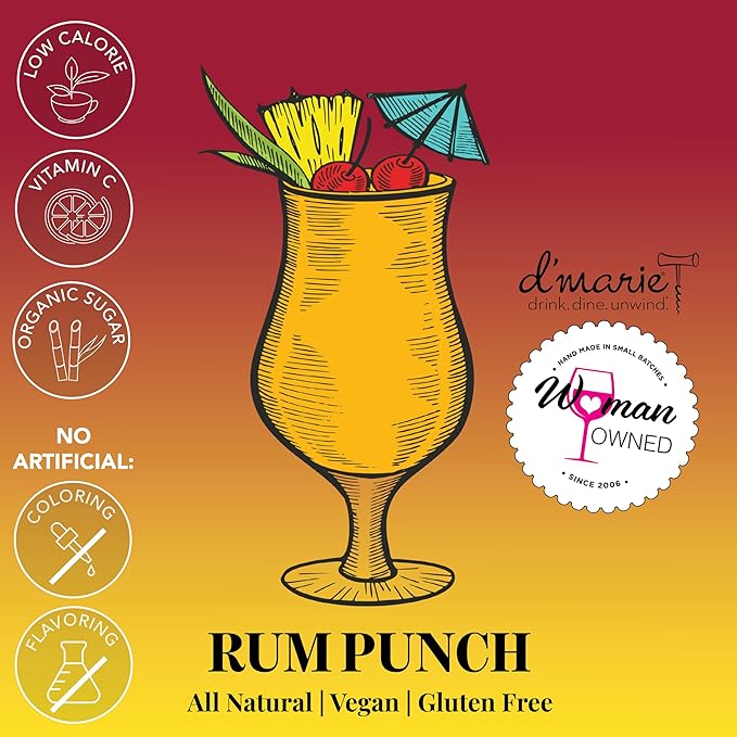 Frozen Cocktail Drink Mix - Each Bag Makes 10 Rum Punch Slushies - Drink Powder Pouches for Alcohol - All Natural Low Sugar Mixer, No Blender Needed, 3 Pack