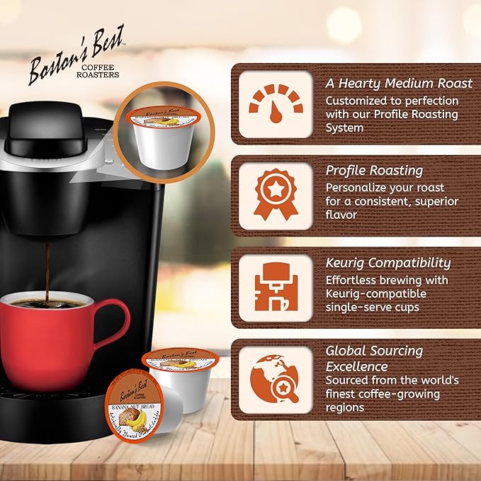 Bostonโs Best - Banana Nut Bread Flavored Delicious Gourmet Coffee Compatible with Keurig Coffee Maker - 42 Count (Pack of 1)