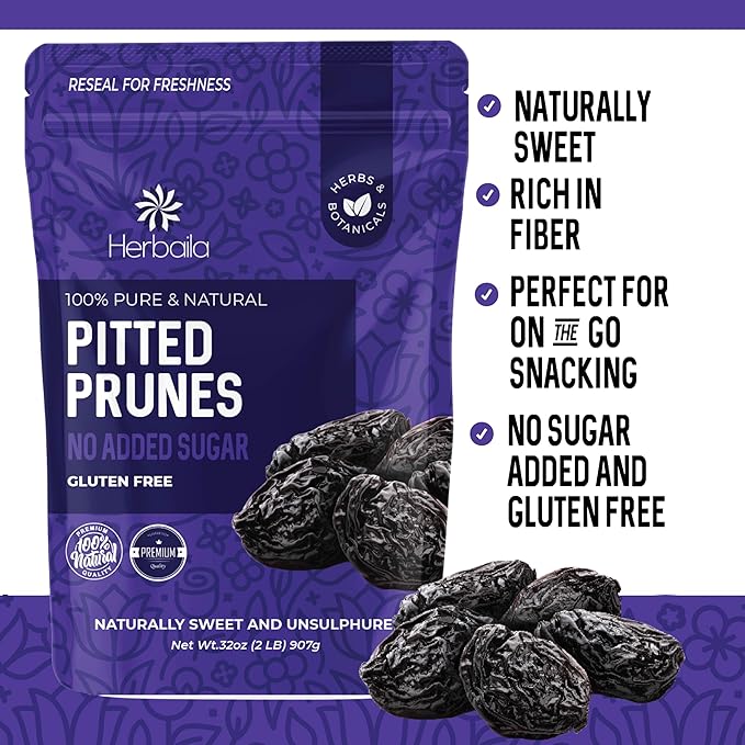 Prunes Pitted Unsweetened 2LBS, Dried Prunes for Constipation, Dried Plums Pitted Prunes, Naturally Sweet and Unsulphured, Dried Plums No Sugar Added, Dried Prunes Pitted Unsweetened 32oz