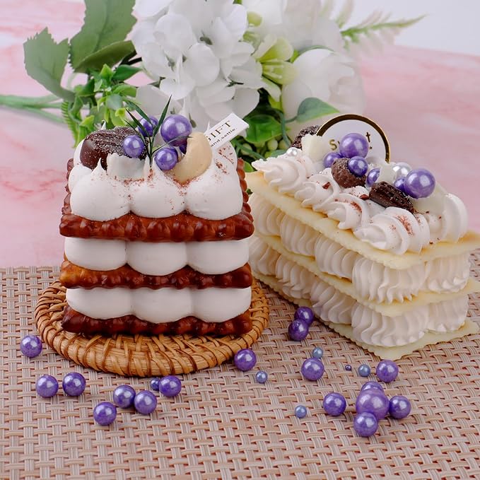 Purple Pearl Sprinkles for Cake Decorating, 11.3 Oz Edible Pearls Sugar 4 Sizes Gift Box Set for Baking Cookie Ice Cream Cupcake Toppings