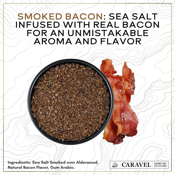 Alderwood Smoked Sea Salt Mega Sampler, Smoked Bacon Chipotle, Garlic & Onion Sea Salt, 4 oz Jar 4-Pack, Caravel Gourmet