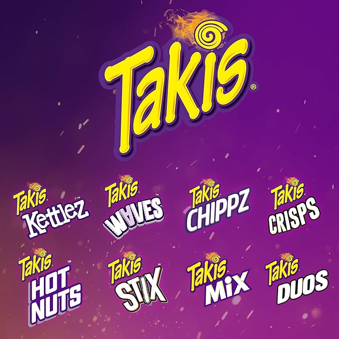 Takis 40 pc / 1oz Hero Variety Pack - Fuego, Blue Heat & Intense Nacho Flavored Rolled Tortilla Chips - (20) Fuego, (10) Blue Heat, (10) Intense Nacho - Perfect for Tailgates or Parties