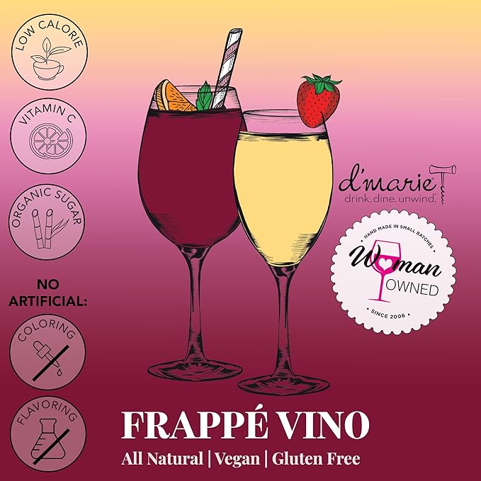 Frozen Cocktail Drink Mix - Each Bag Makes 10 Wine Slushies - Drink Powder Pouches for Alcohol- All Natural Low Sugar Mixer, No Blender Needed - Frapp챕 Vino, 3 Pack