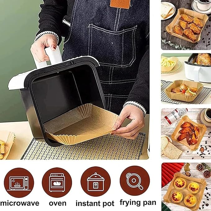 20Pcs Air fryer Baking Paper for Barbecue Plate Square16cm AirFryer Oil-Proof Disposable Paper