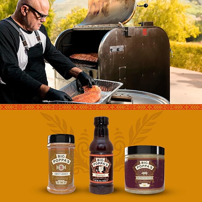 Big Poppa's Pork Bundle – Includes Succulent Pork Prod Injection, Award-Winning Sweet Money Seasoning & Savory Granny's Sauce – Flavorful BBQ Seasoning Trio for BBQ Lovers