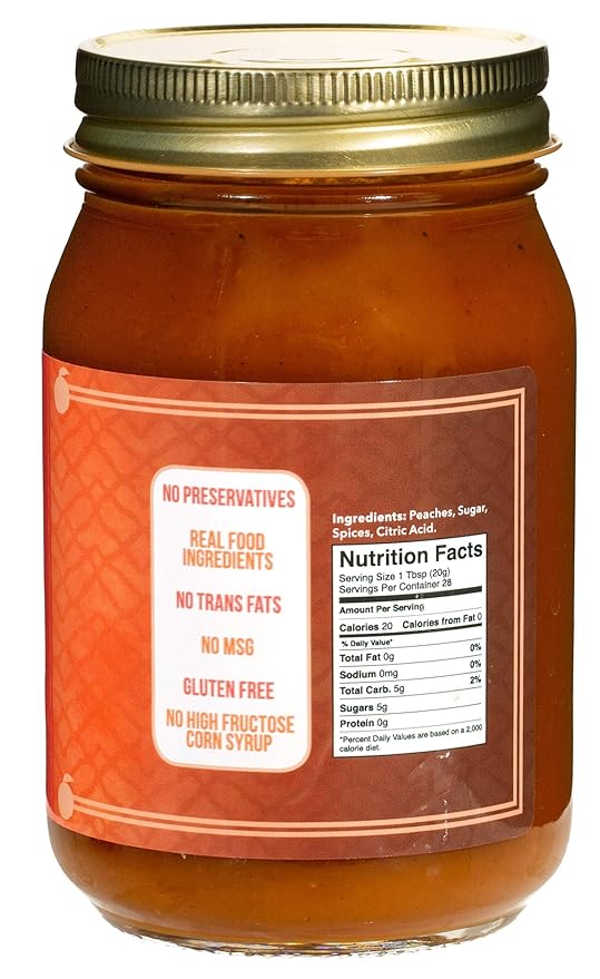 Green Jay Gourmet Peach Butter - All-Natural, Gluten-Free Fruit Spread - Peach Spread with Peaches & Spices - Gourmet Fruit Butter - No Corn Syrup, Preservatives or Trans-Fats - 19 Ounces