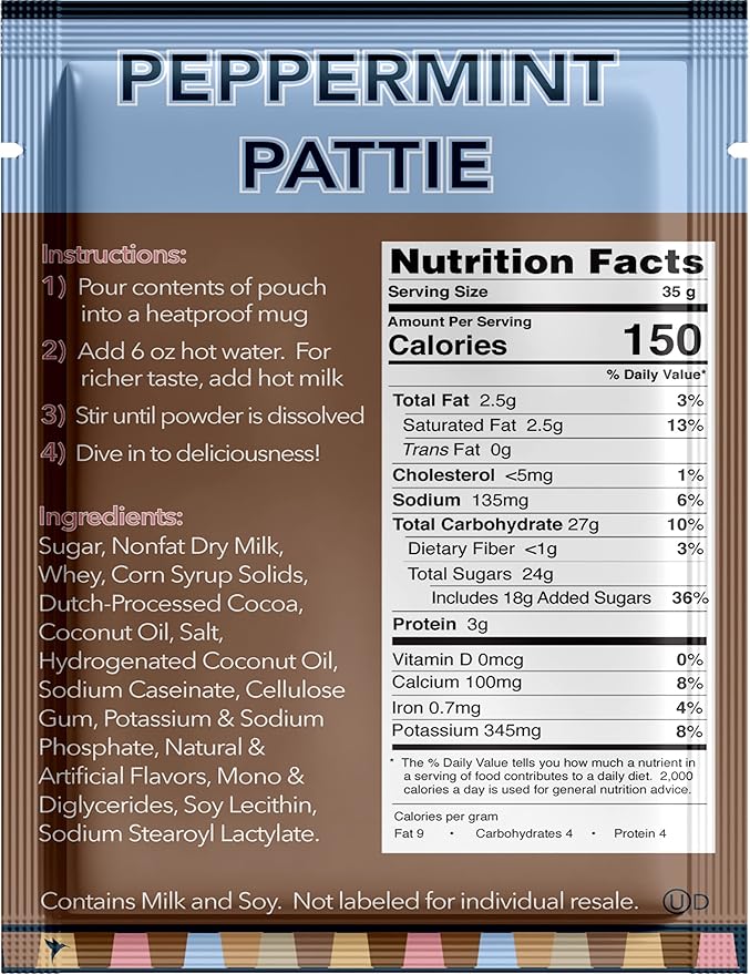 Double Donut Flavored Hot Chocolate Packets, Peppermint Pattie, Peppermint Hot Chocolate, Hot Peppermint Cocoa Mix 128 count