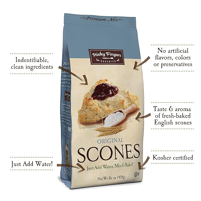 English Scone Mix, Original Flavor by Sticky Fingers Bakeries ??Easy to Make English Scones Fresh Baked, Makes 12 Scones (6pk)