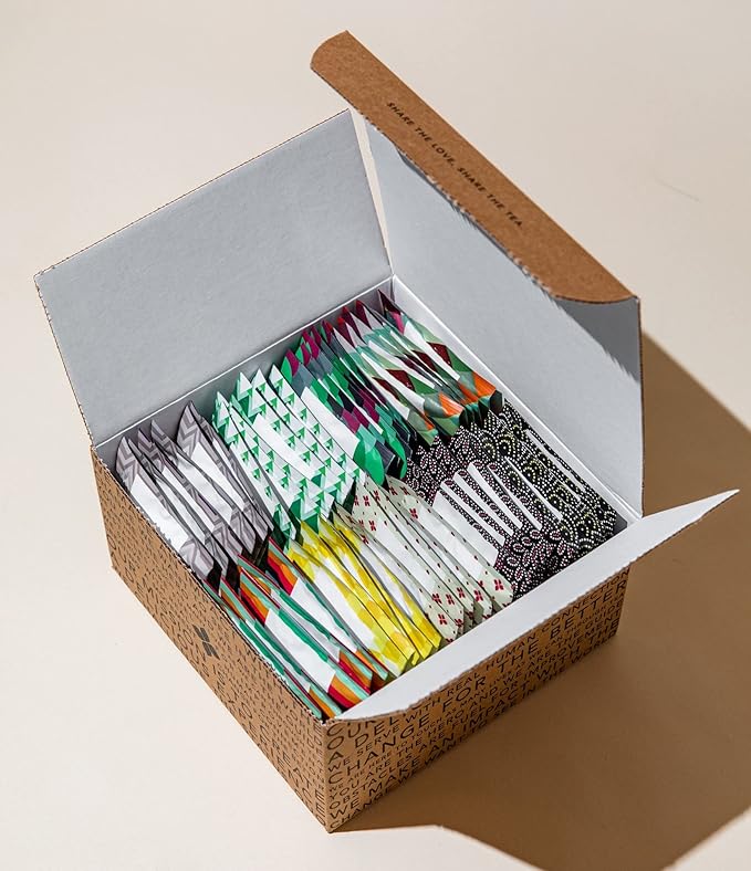 Art of Tea | Assorted Tea Bags Sampler Caffeinated and Non-Caffeinated | 50 Eco Friendly Pyramid Tea Bag Sachets