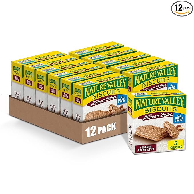 Nature Valley Biscuit Sandwiches, Almond Butter, 5 ct, 6.75 OZ (Pack of 12)