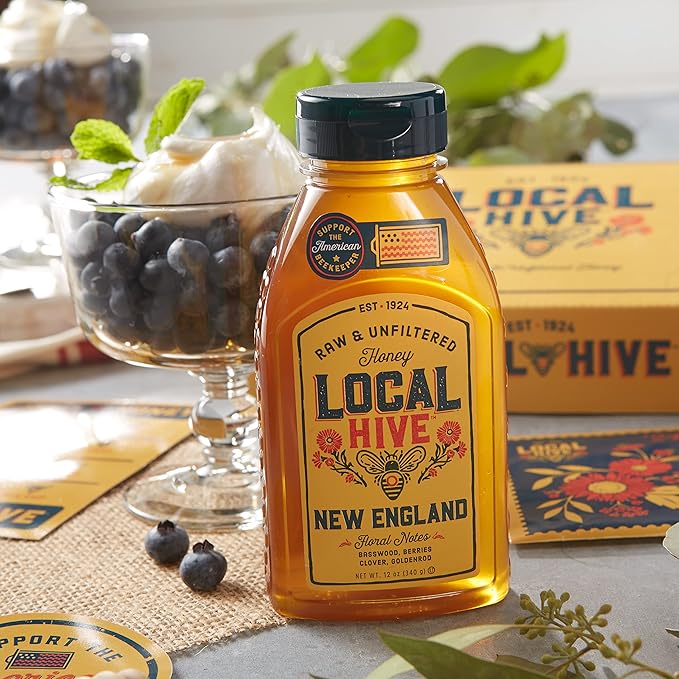 Local Hive Honey Bliss Gift Box – 3 x 16oz Bottles (Utah, Colorado & New England), Raw & Unfiltered, 100% Pure US Honey from American Beekeepers - Natural Sweetener, Ideal for Tea, Baking, and Cooking
