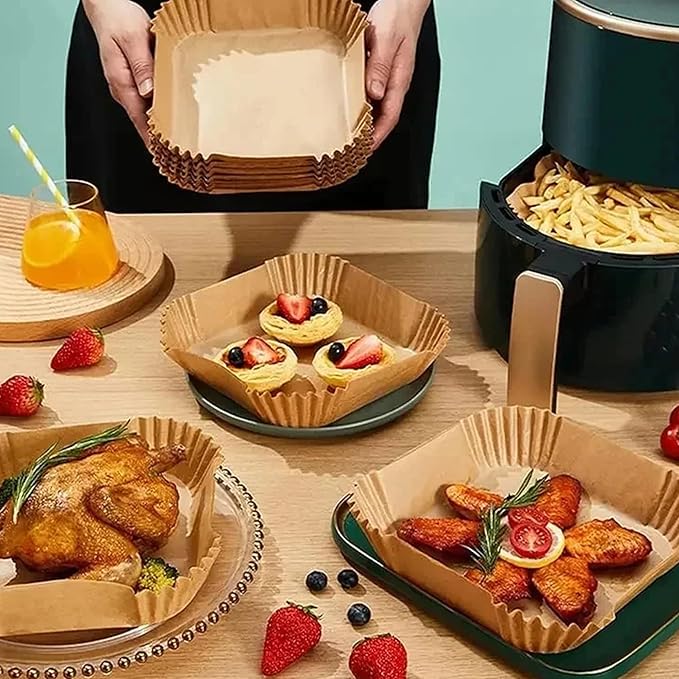 20Pcs Air fryer Baking Paper for Barbecue Plate Square16cm AirFryer Oil-Proof Disposable Paper