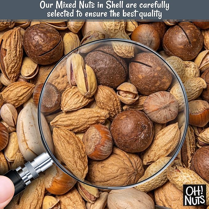 Oh! Nuts Mixed Nuts in Shell - Raw - 100% Natural - 4 lb - Jumbo-Sized Premium Shelled Nuts - Packed in New York Zip-Seal Bag for Exceptional Freshness