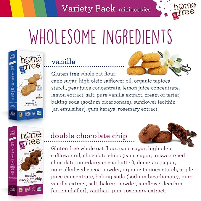 Homefree Treats — Vegan Cookies Variety Pack – Allergy Safe School Snacks – Peanut Free, Gluten Free, Egg Free, Dairy Free – Yummy Crunchy Cookie Assortment, Kosher Pareve (6 Count)