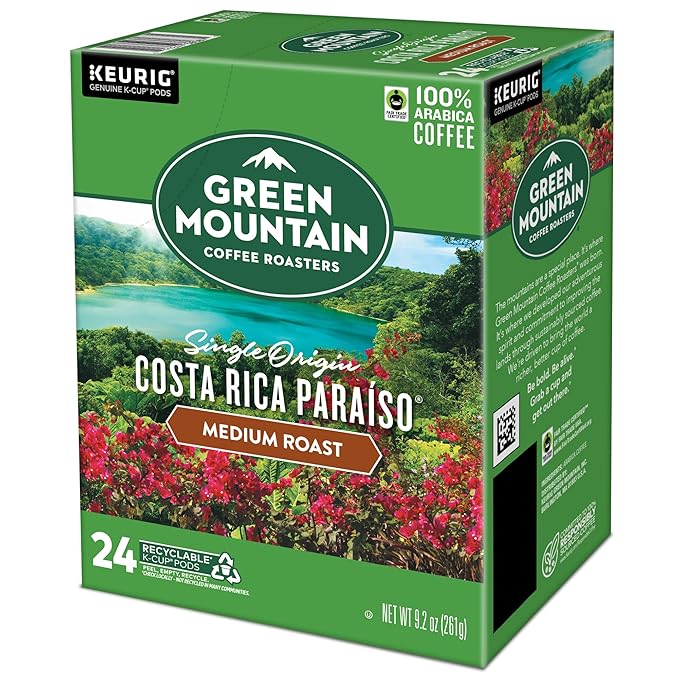 Green Mountain Coffee Roasters Costa Rica Paraiso Single-Serve K-Cup Pods, Medium Roast Coffee, 96 Count