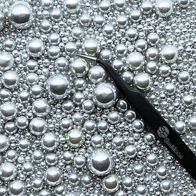 Silver Edible Pearl Sprinkles for Cake Decorating 5.1 OZ Silver Edible Pearls Edible Cupcake Decorations Halloween Christmas Cookie Decorations Edible Sugar Pearls for Cakes,Cupcakes Toppers Baby Shower Wedding Supplies with Tweezers