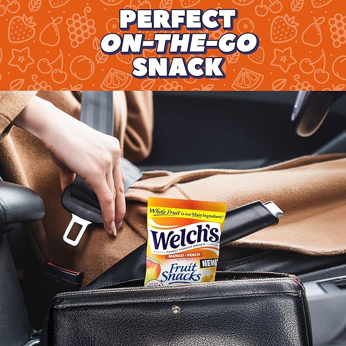 Welch's Fruit Snacks, Mango Peach Snack Box, Gluten Free, 5oz Snack Packs (Pack of 12)