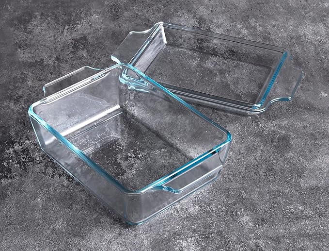 Rectangular Tempered Glass Casserole Dish, Tempered Glass Baking Dish with Glass Cover. Oven, Freezer and Dishwasher Safe.- 1 Liter