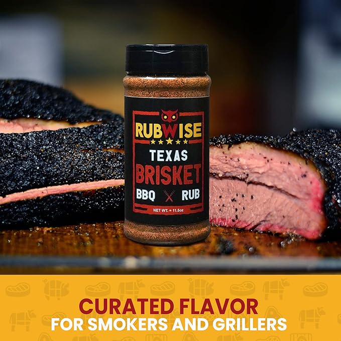 RubWise Texas Style BBQ Brisket Rub (1lb) | Barbecue Rubs & Spices for Smoking and Grilling | Beef Seasoning Dry Mix Grill Blend | Smoky & Savory Flavor | Great on Steaks, Ribs & Burgers
