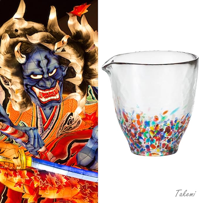 Japanese Handcrafted Sake Cups – Exquisite Artisan Glassware for Cold Sake & Shochu, Elegant Drinkware for Any Occasion, Made in Japan (Nebuta Sake Carafe, Carafe 8.4 fl oz - 250ml)