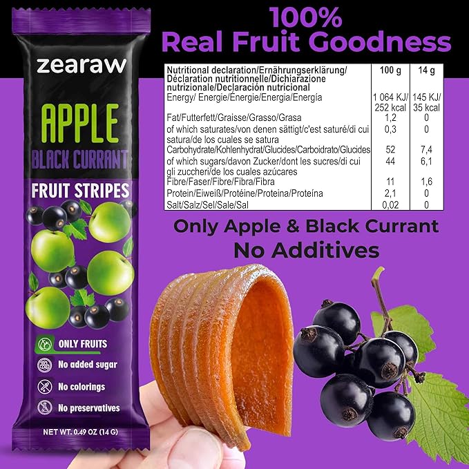 ZEARAW Healthy Fruit Snacks for Adults and Kids ??30 Organic Fruit Leather with Dried Black Currant, Pear-Mango, Apple-Raspberry ??Vegan Low-Carb Variety Pack Strips for Kids ??Sugar Free Bars