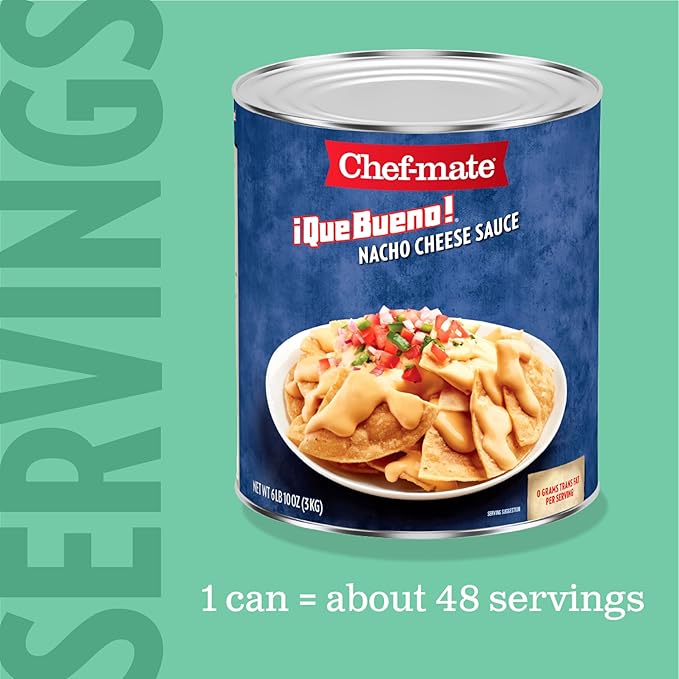 Chef-mate Que Bueno Nacho Cheese Sauce and Queso, Canned Food, 106 oz (#10 Can Bulk)