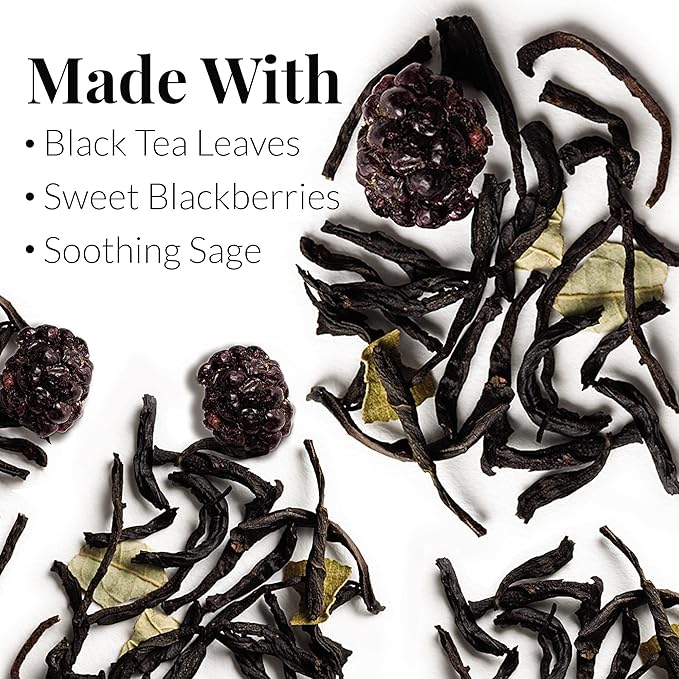 The Republic of Tea Blackberry Sage Full-Leaf Loose Black Tea, 3.5 oz Tin | Steeps 50 Cups