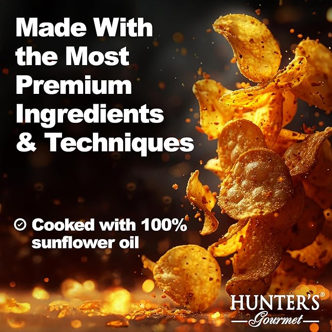 Hunter's Gourmet Chips | Healthy & Cholesterol Free | Halal | Made in a Nut-Free Facility | MSG & Preservative Free | White Truffle & Cheese | Gourmet Cheese Crisps | Pack of 4 | 40g