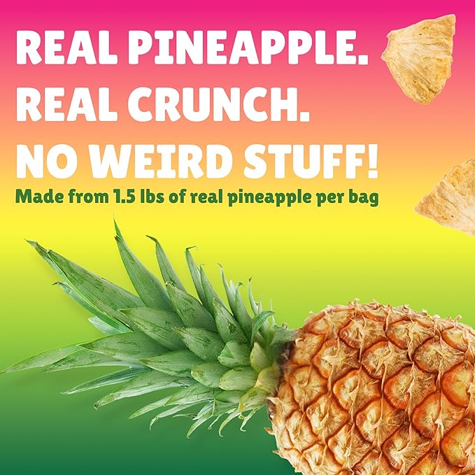 BranchOut Pineapple Chips, No Sugar Added, Real Dried Pineapple Chunks, GentleDry, Better than Freeze Dried Pineapple, Healthy Vegan Fruit Snacks for Kids & Adults, 1.5 oz (Pack of 8)