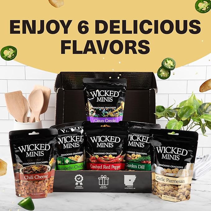 Wicked Minis Soup & Oyster Crackers - Saltine & Salted Flavored Mini Puffed Soup, Savory Snacking Mix, Seasoned Croutons Salad Toppers, Crackers for Chili 6oz (Jalapeno Cheddar, Pack of 3)